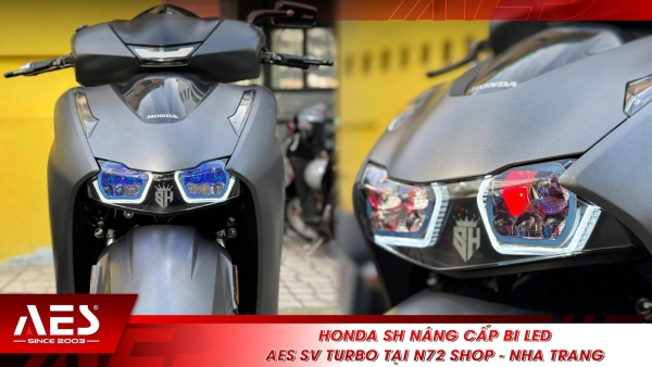 Honda SH nâng cấp bi LED AES SV Turbo tại N72 Shop - Nha Trang 