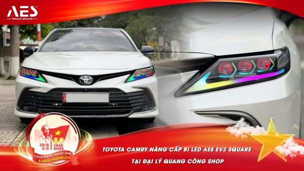 Toyota Camry nâng cấp bi LED AES EV2 Square tại đại lý Quang Công Shop