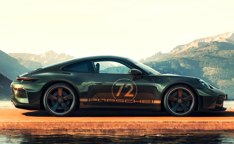 Decal số “72” trên hai cánh cửa nhắc nhớ đến năm thành lập Porsche Design